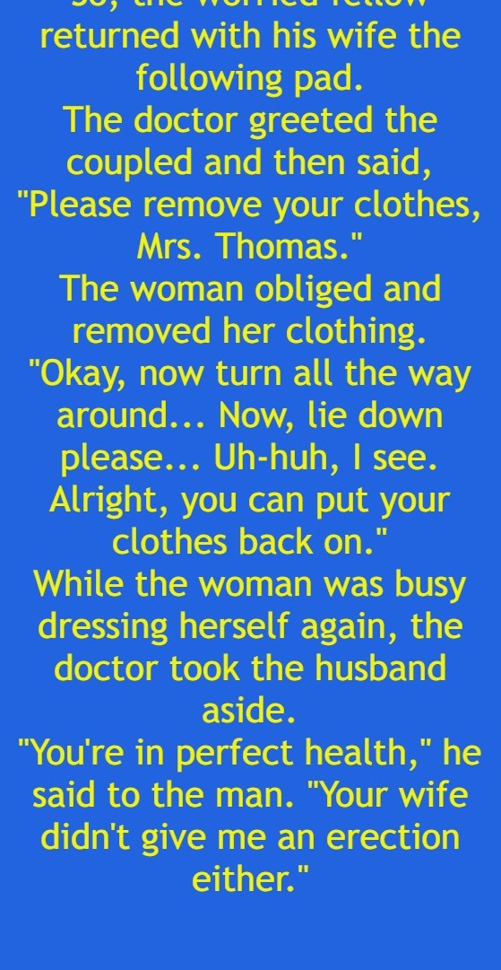 Doctor i cant get it up my wife anymore