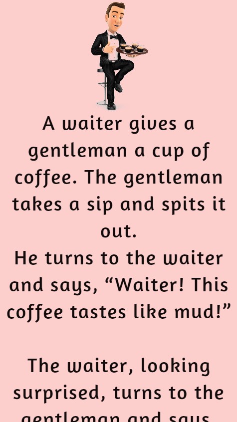 A waiter gives a gentleman a cup of coffee