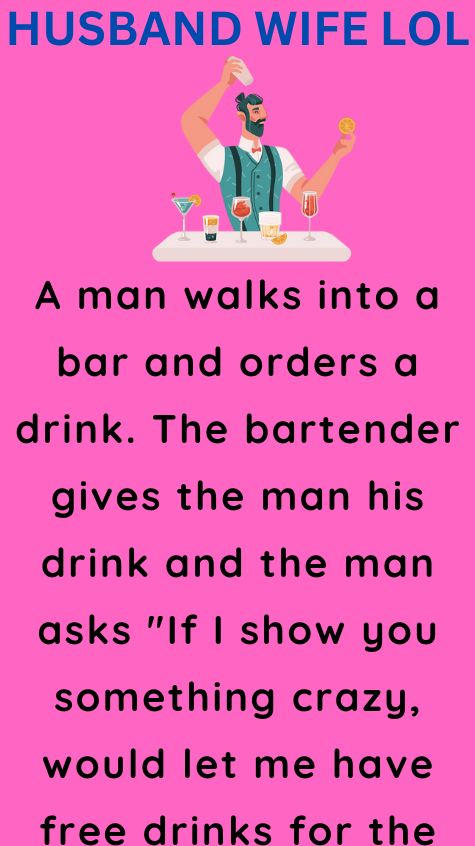 A man walks into a bar and orders a drink