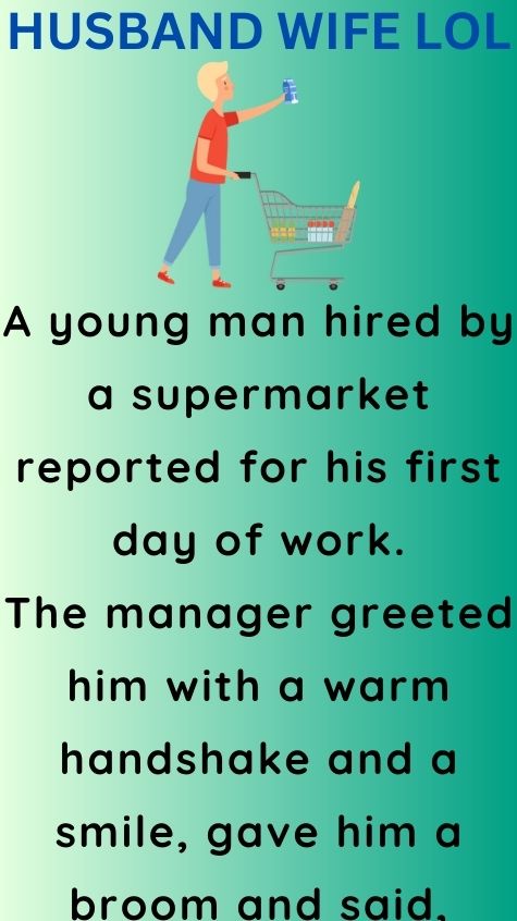 A young man hired by a supermarket