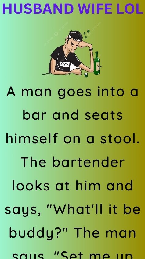 A man goes into a bar and seats