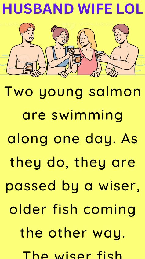 Two young salmon are swimming along