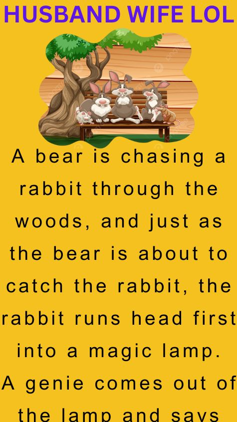 A bear is chasing a rabbit through the woods
