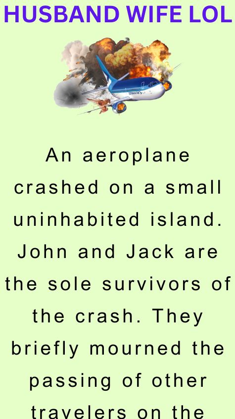 An aeroplane crashed on a small uninhabited island