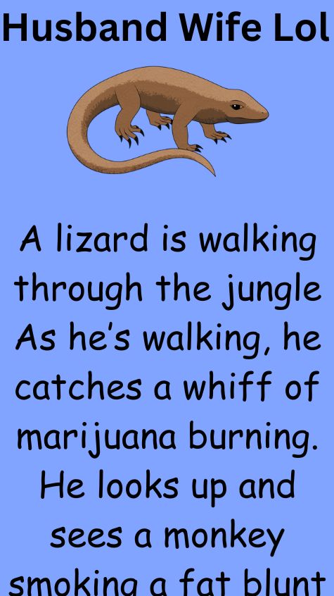 A lizard is walking through the jungle