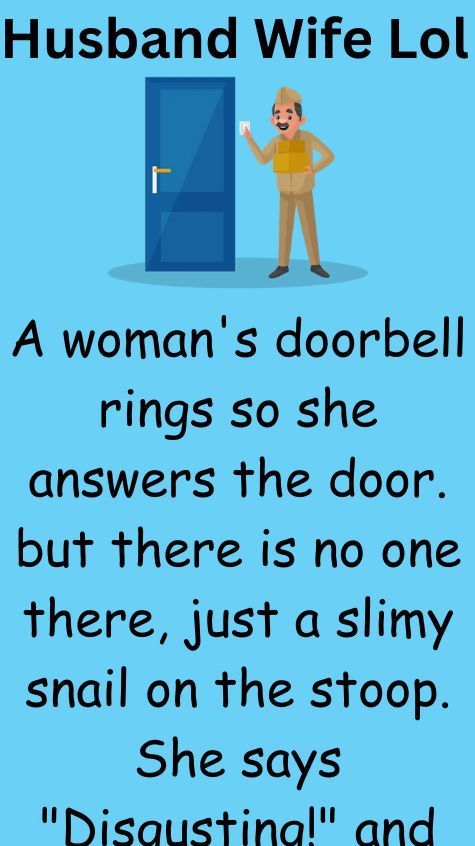 A womans doorbell rings so she answers the door