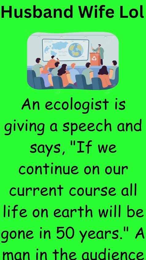 An ecologist is giving a speech