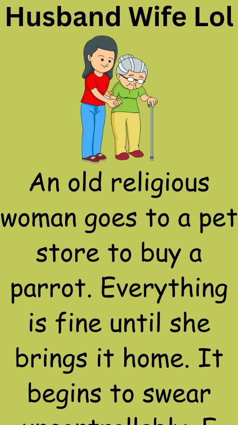 An old religious woman goes to a pet store