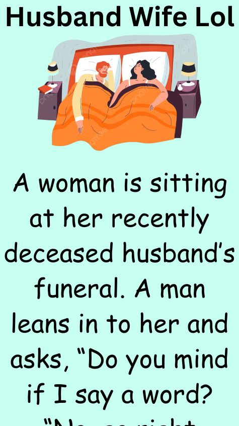A woman is sitting at her recently deceased husbands funeral