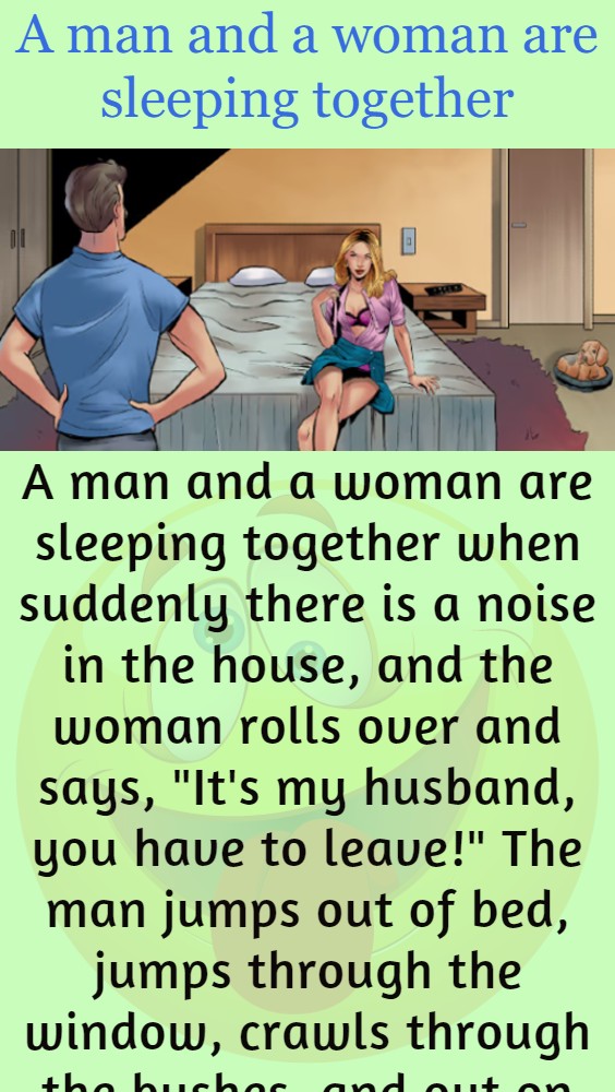 A man and a woman are sleeping together when suddenly there is a noise in the house, A man and a woman are sleeping together