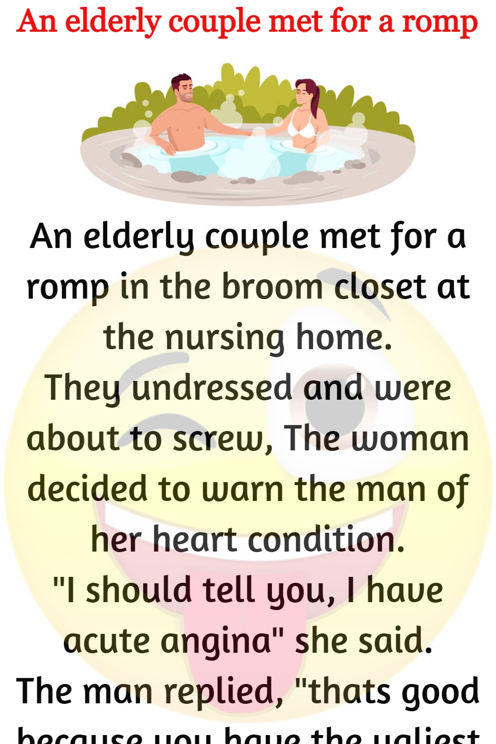 An elderly couple met for a romp