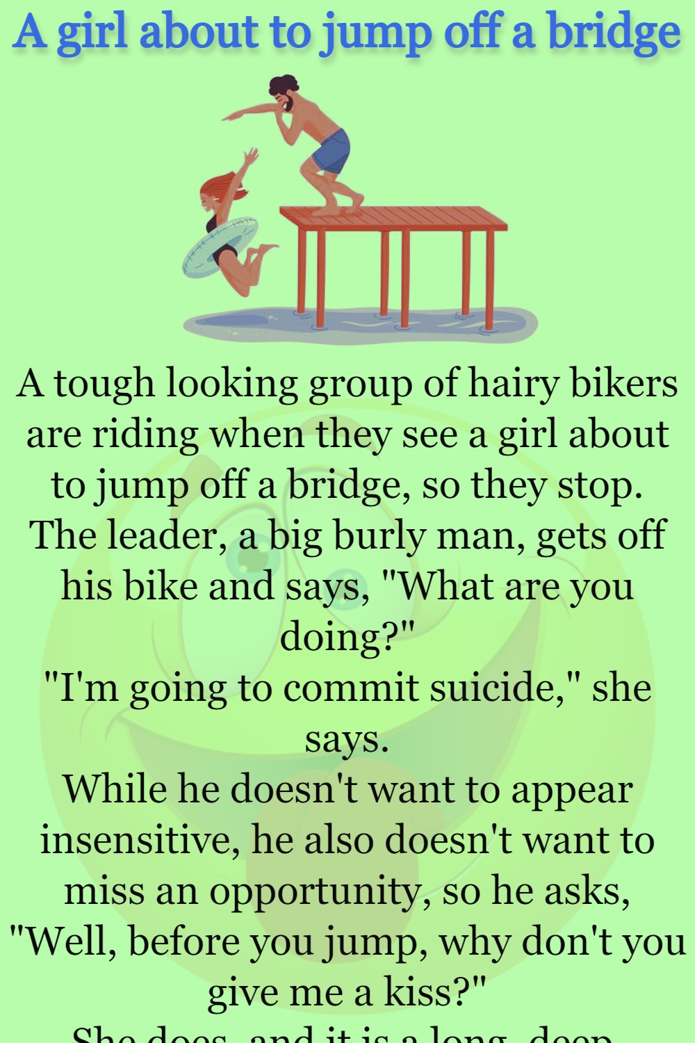A girl about to jump off a bridge