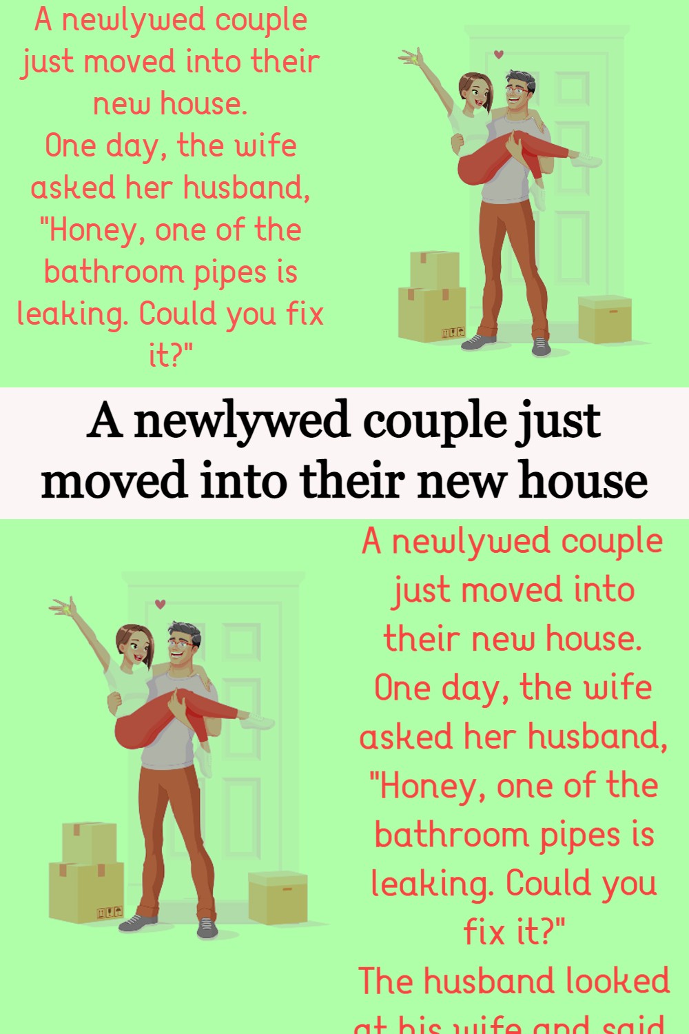 A newlywed couple just moved into their new house