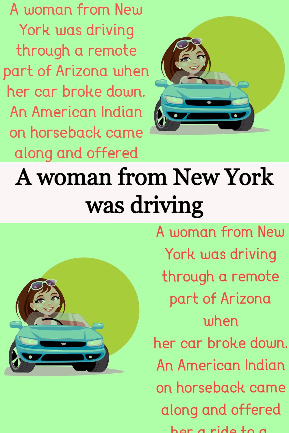 A woman from New York was driving