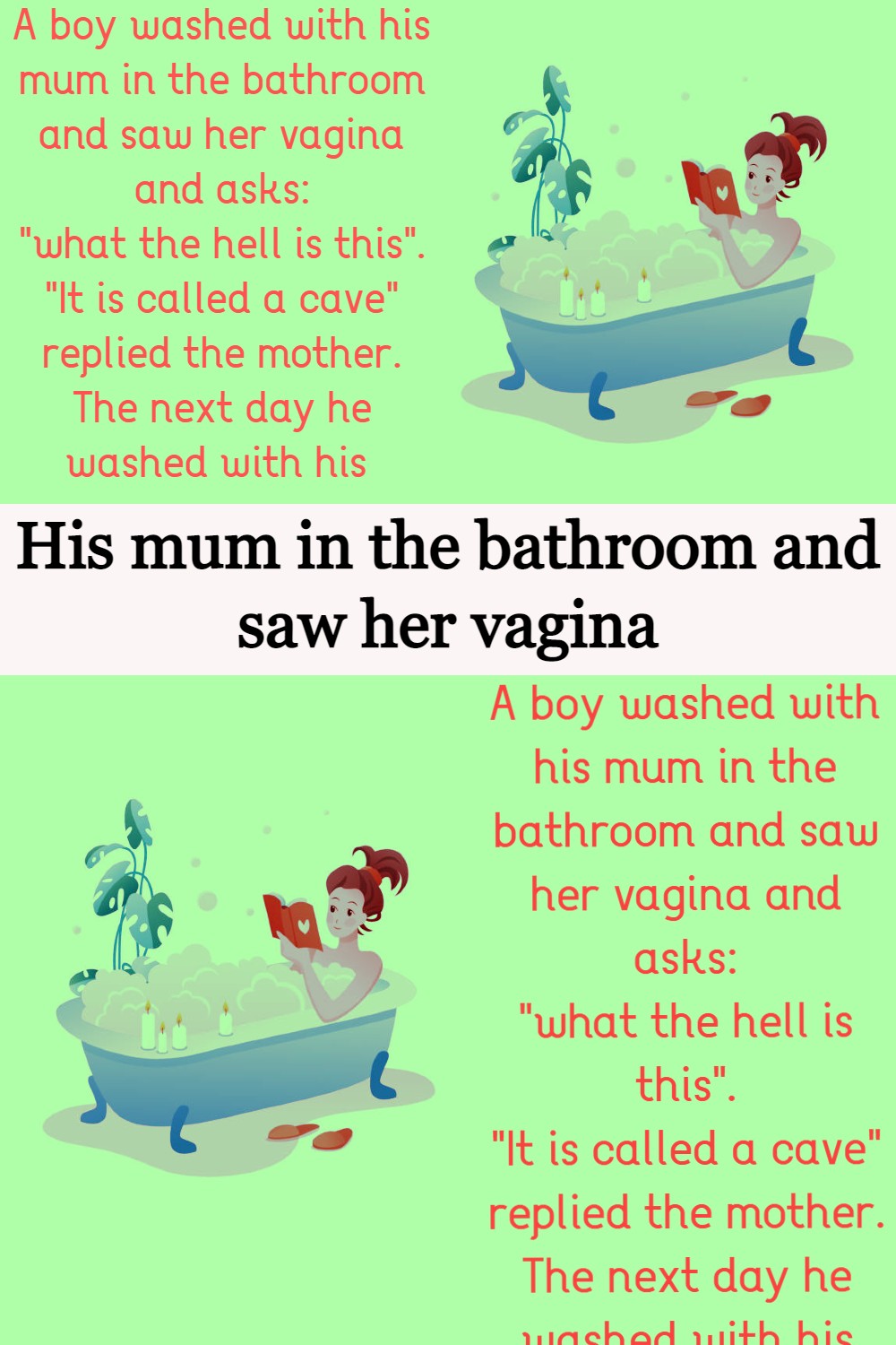 His mum in the bathroom and saw her vagina