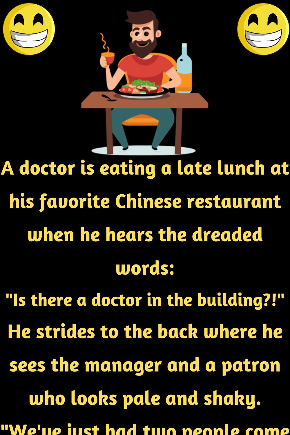 A doctor is eating a late lunch