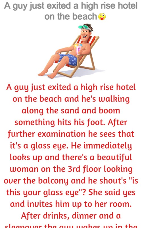 A guy just exited a high rise hotel on the beach