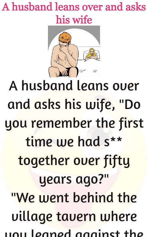 A husband leans over and asks his wife