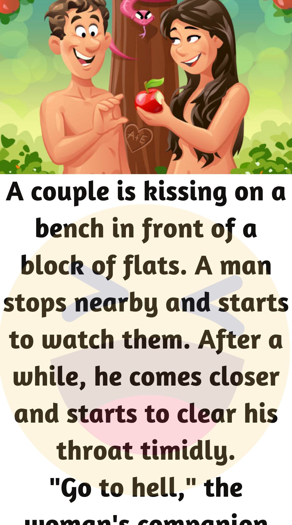 A couple is kissing on a bench 