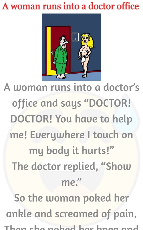 A woman runs into a doctor office